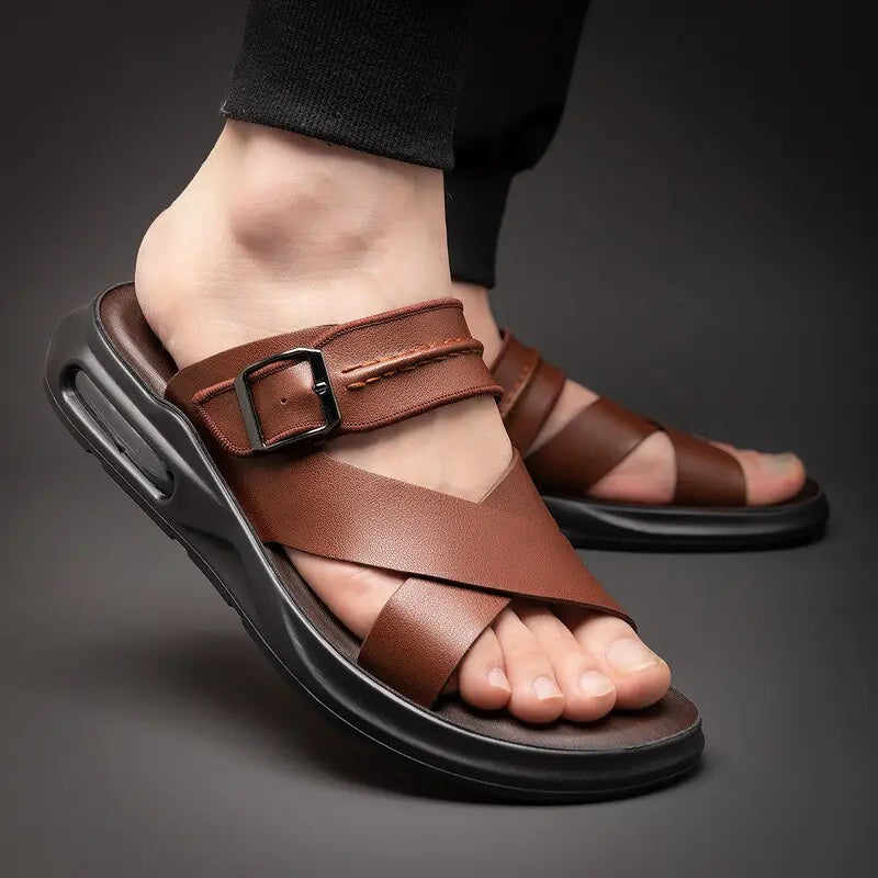 Men's Non-slip Italian Sandals (black or auburn)