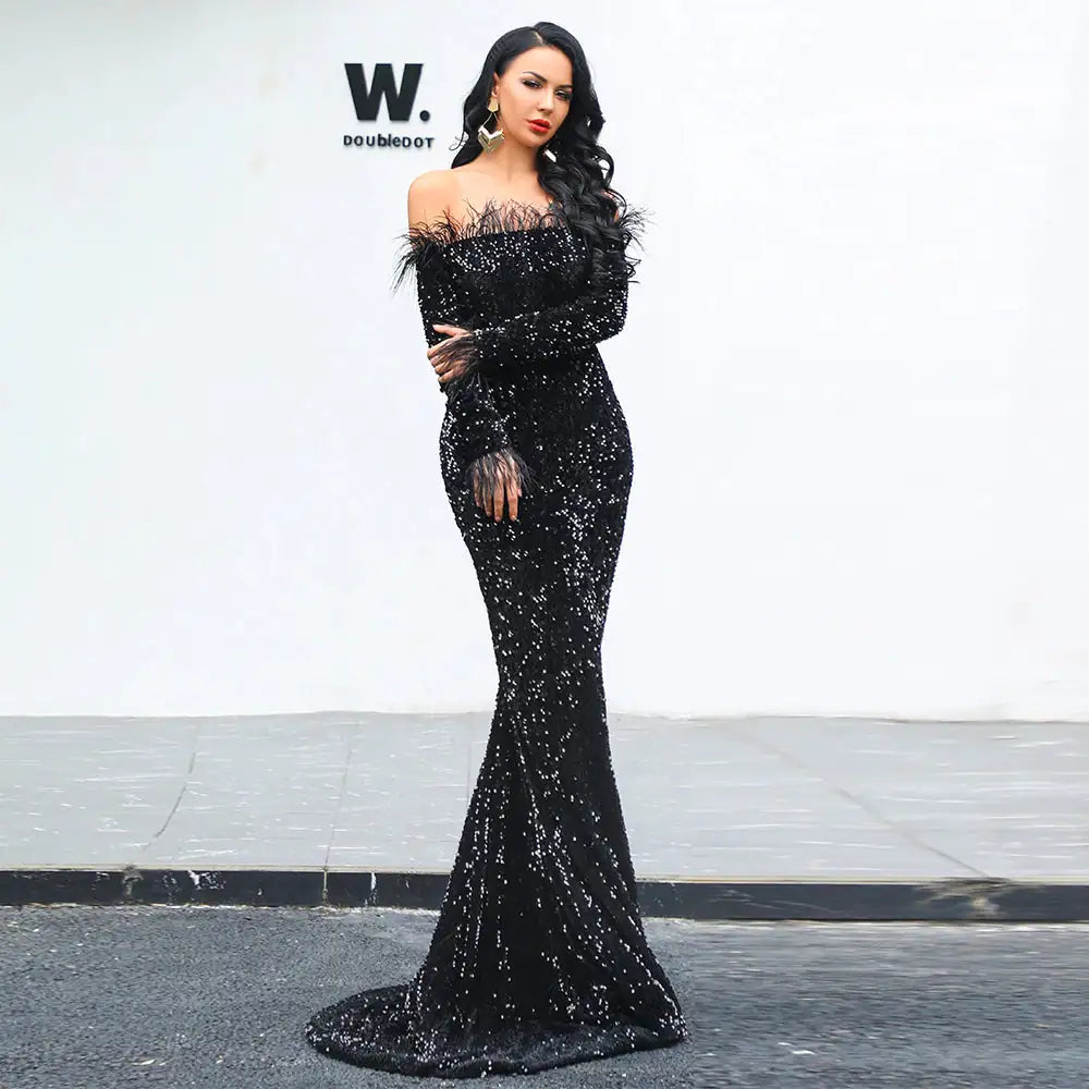 Elegant Evening Dress (black or white)