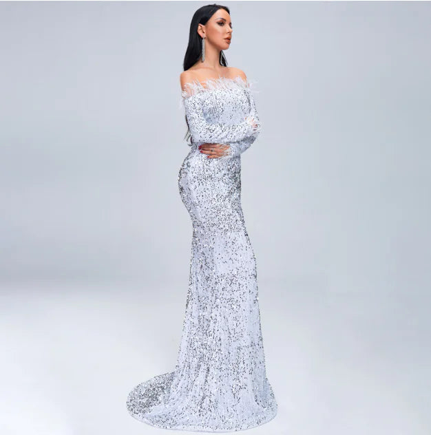 Elegant Evening Dress (black or white)
