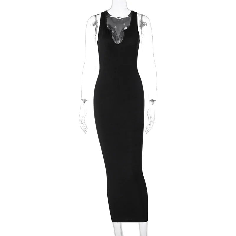 Bodycon Striped Knitted Sleeveless Midi Dress (various colors)