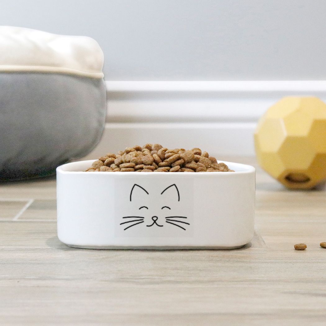 Pet Bowl - simple line art cat face