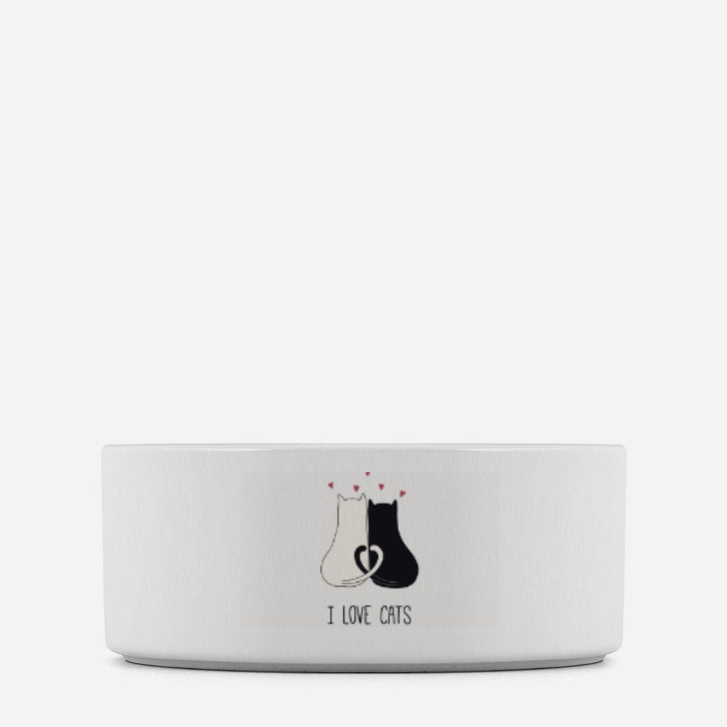 Pet Bowl - b/w twins - I love cats