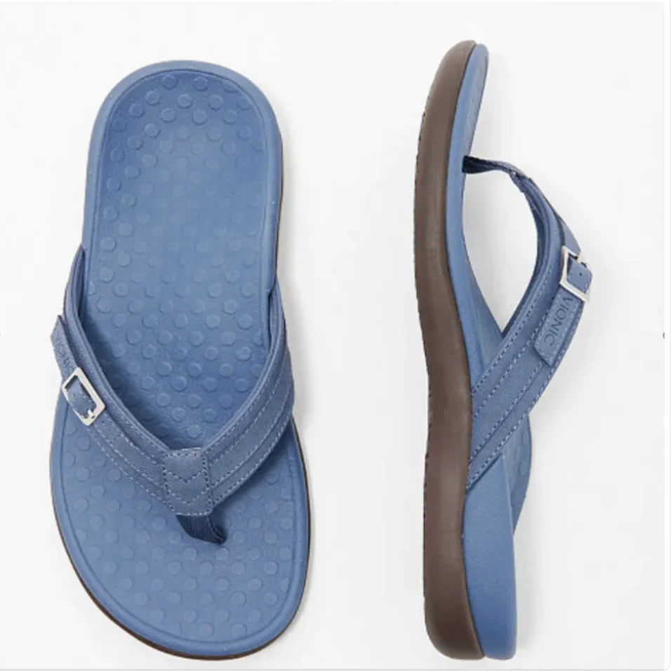 Women's Stylish Flat PU Metal Flip Flops (various colors)