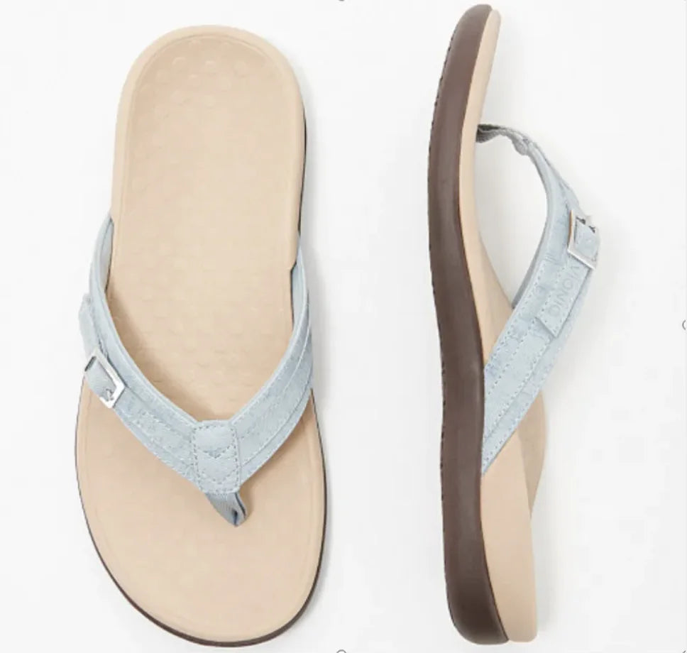 Women's Stylish Flat PU Metal Flip Flops (various colors)