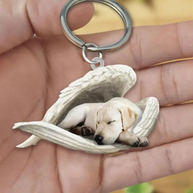 Dog Sleeping Angel Keychain (various colors)