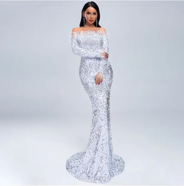 Elegant Evening Dress (black or white)