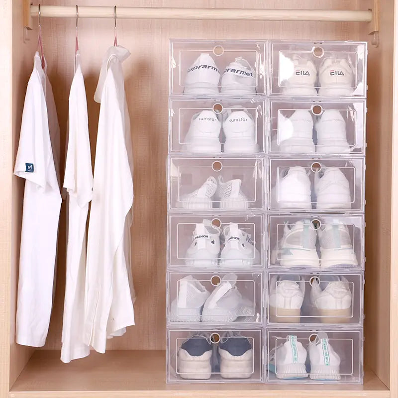 6pcs/set Plastic Shoes Case Thickened Transparent Drawer Case