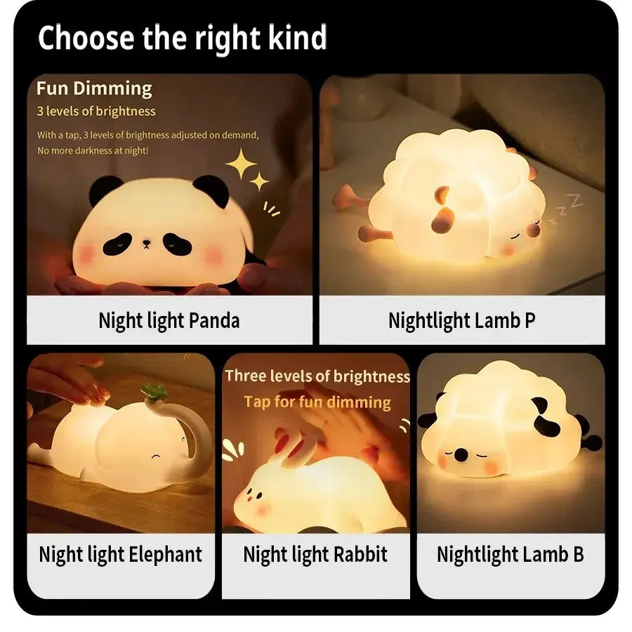 Cartoon Animals Sleeping Night Lights