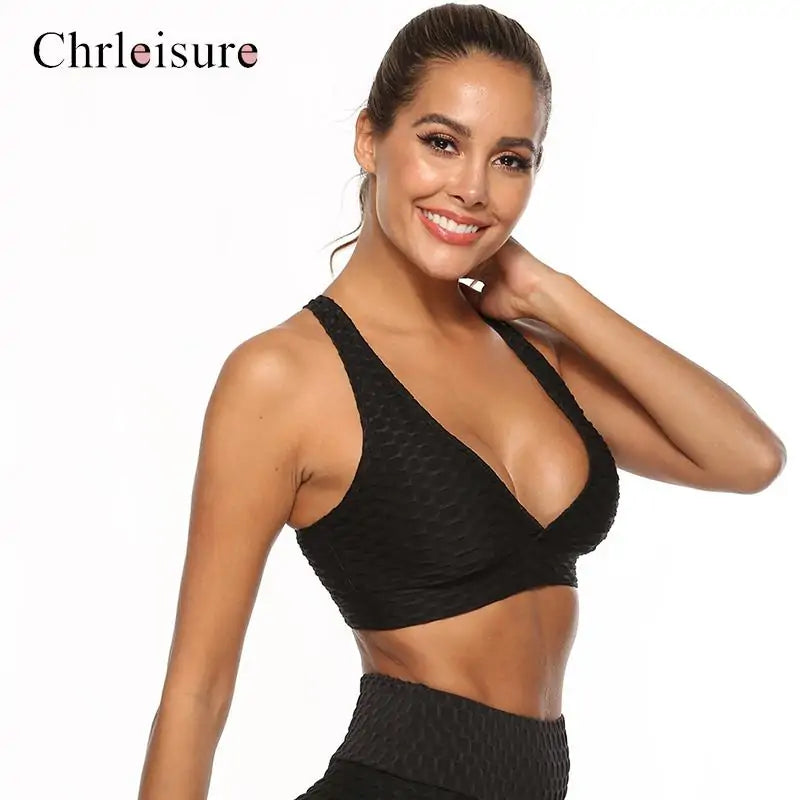 Fitness Deep V-neck Backless Breathable Bra (various colors)