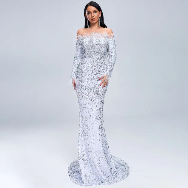 Elegant Evening Dress (black or white)