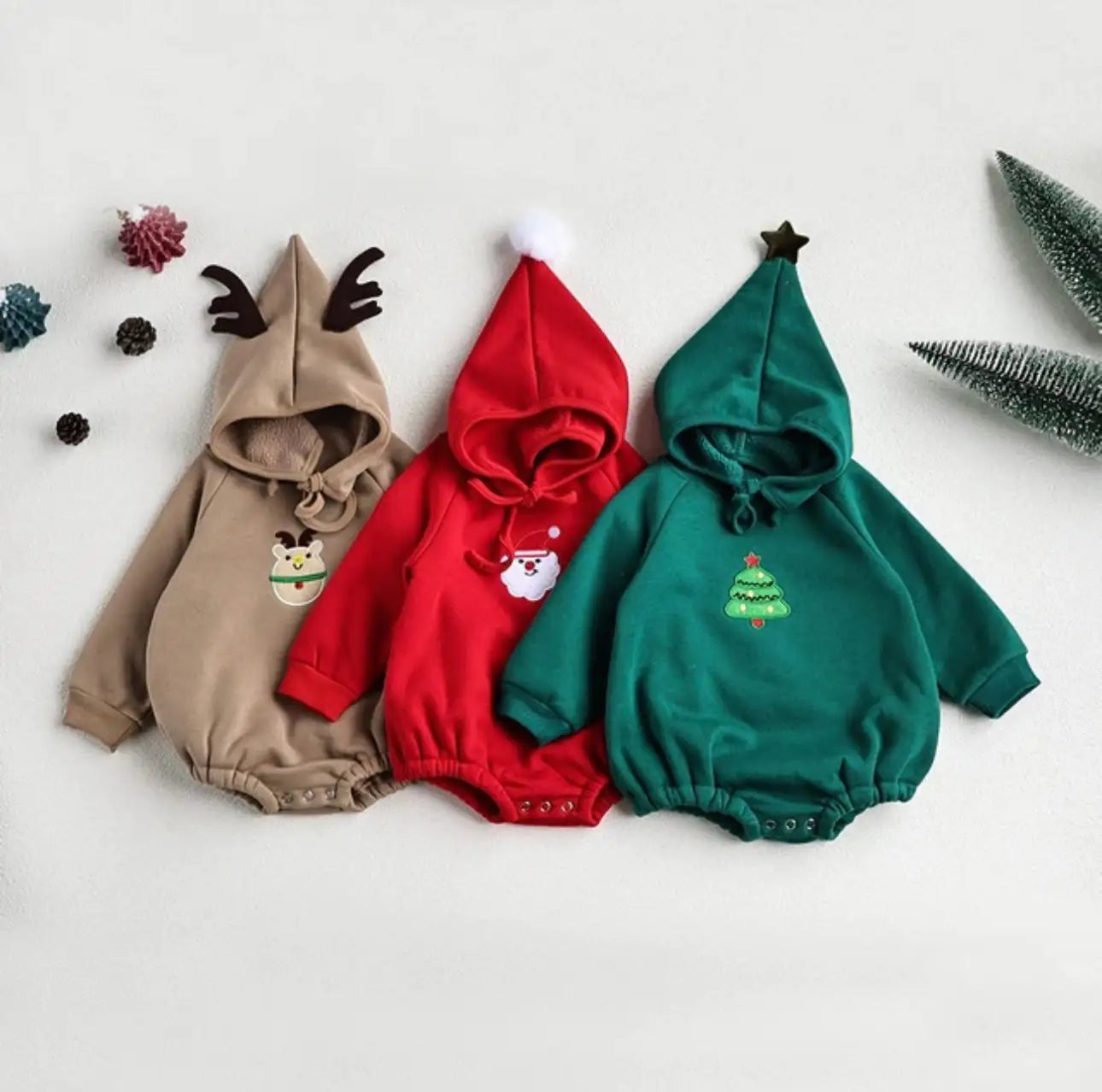 One Piece Embroidery Santa & Reindeer Baby Clothing