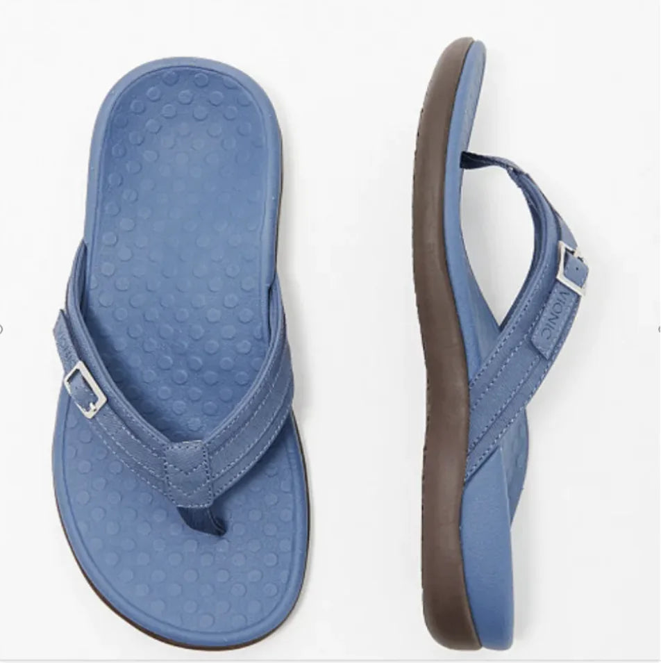 Women's Stylish Flat PU Metal Flip Flops (various colors)