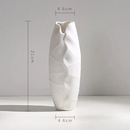 Modern Minimalist White Hemp Rope Ceramic Vase