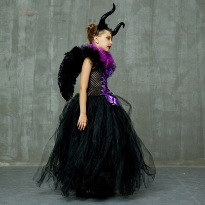 Black Gown Tutu Dress with Deluxe Horns and Wings