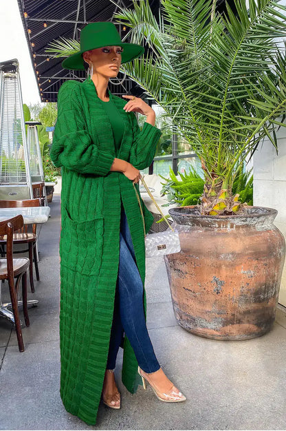 Drop Shoulder Maxi Sweater Cardigan (green or yellow)