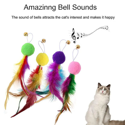 Retractable Cat Feather Toy Wands for Indoor Cats