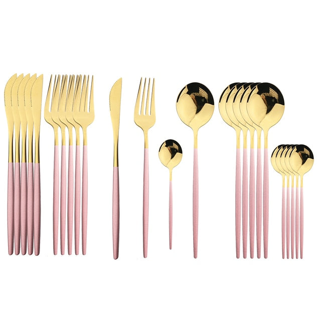 Beautiful 24Pcs Stainless Steel Cutlery Sets (various colors)