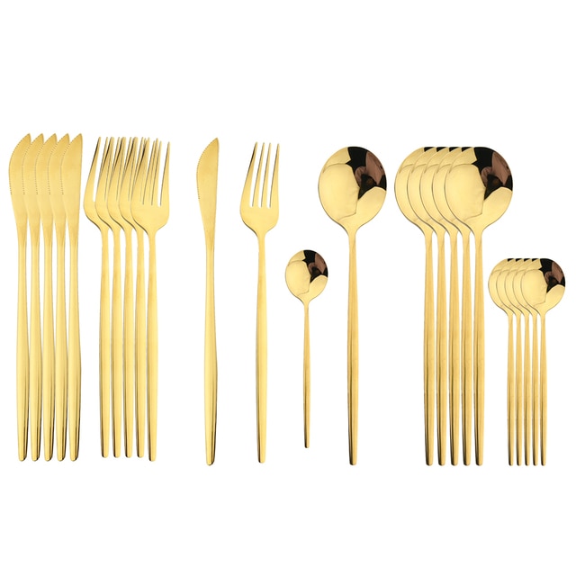 Beautiful 24Pcs Stainless Steel Cutlery Sets (various colors)