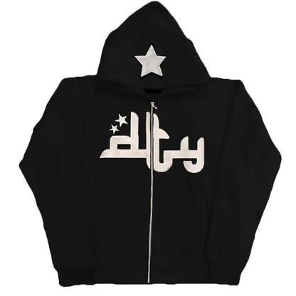 Star Letter Print Hoodie Men (unisex) Retro (various colors)