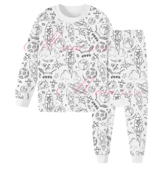 Children's Hand-painted Graffiti Pajamas Suit