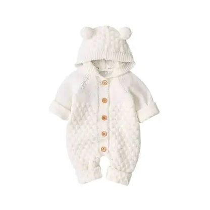 Baby Romper Bear Ear Knit Hooded Jumpsuit