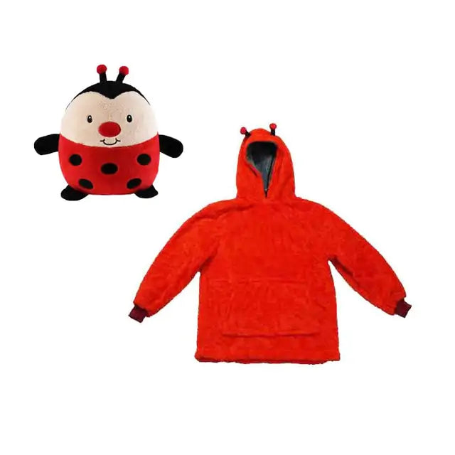 Kid's Soft Plush Animal Blanket & Hoodie Combo