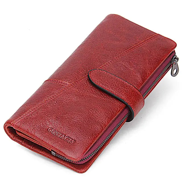 Genuine Leather Women's Long Wallet (various colors)