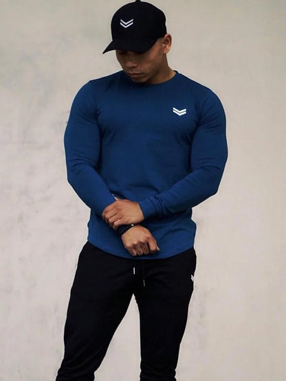 Long Sleeve Cotton T-Shirt: Jogger Muscle Exercise (various colors)