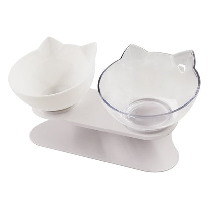 Single or Double Cat/Dog Bowl With Raised Stand (black, white, clear)