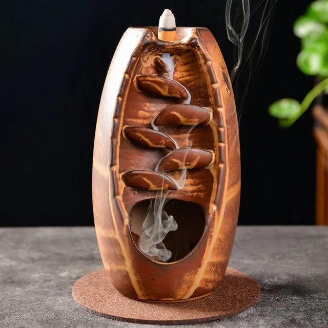 Ceramic Waterfall Incense Burners (various colors)