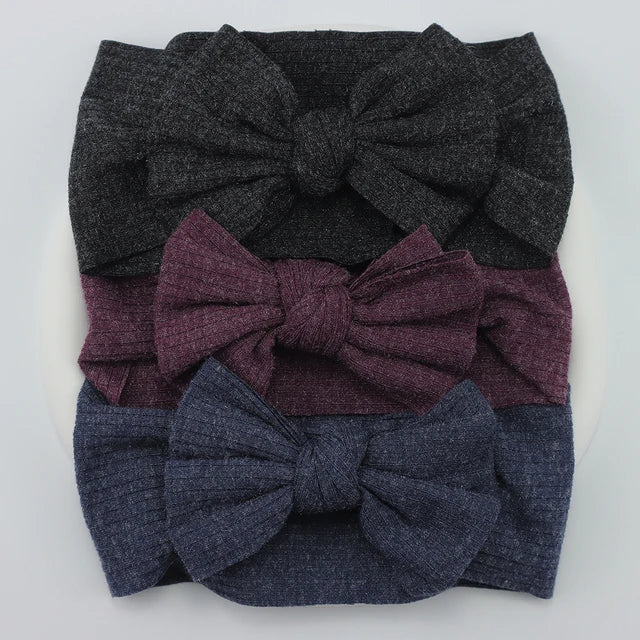 3Pcs/Lot Knit Baby Headband Bow Set (various colors)