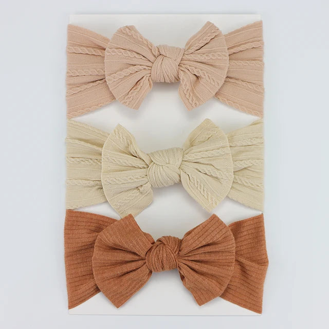 3Pcs/Lot Knit Baby Headband Bow Set (various colors)