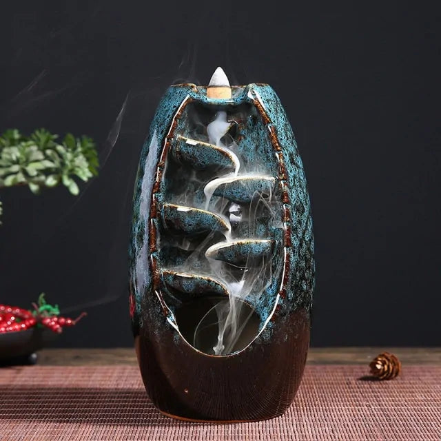 Ceramic Waterfall Incense Burners (various colors)