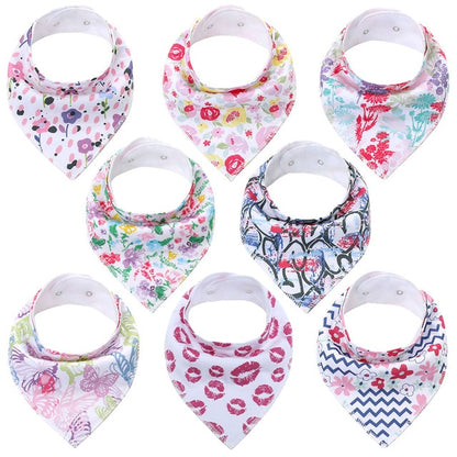 Sets of 8 Soft Baby Bibs (various colors & patterns)