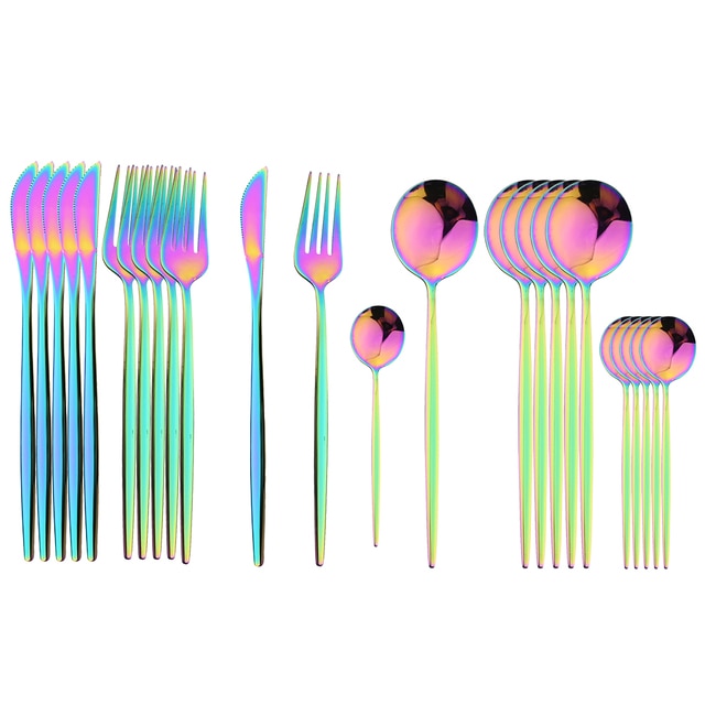 Beautiful 24Pcs Stainless Steel Cutlery Sets (various colors)