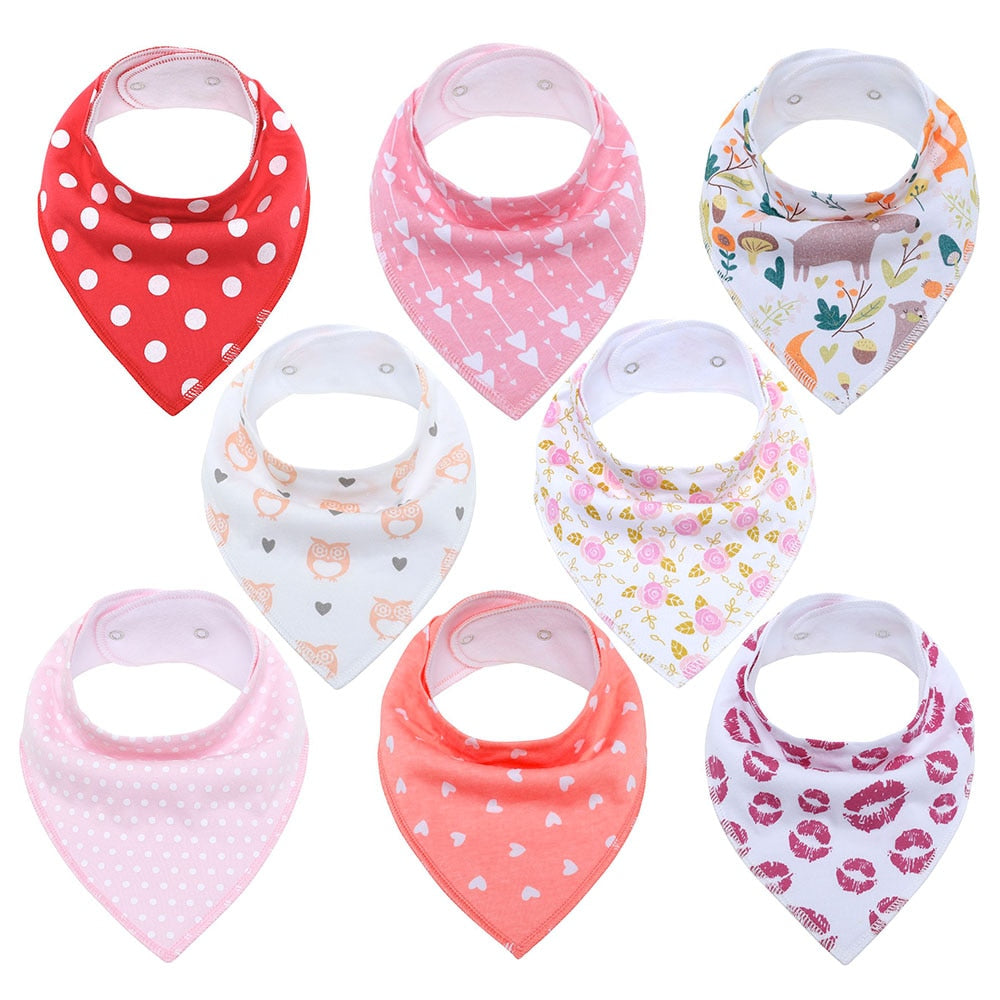 Sets of 8 Soft Baby Bibs (various colors & patterns)