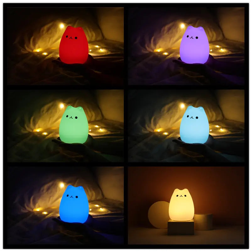 Mini Kawaii Cat Night Lamp (incl multi color feature)