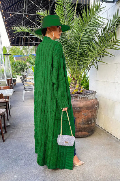 Drop Shoulder Maxi Sweater Cardigan (green or yellow)