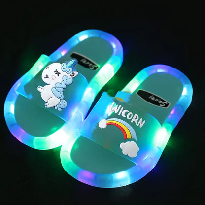 Children‘s Cartoon Animals Prints Lighted Slippers (various styles)