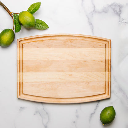 Arched Wood Cutting Board with Groove - 12" x 9"