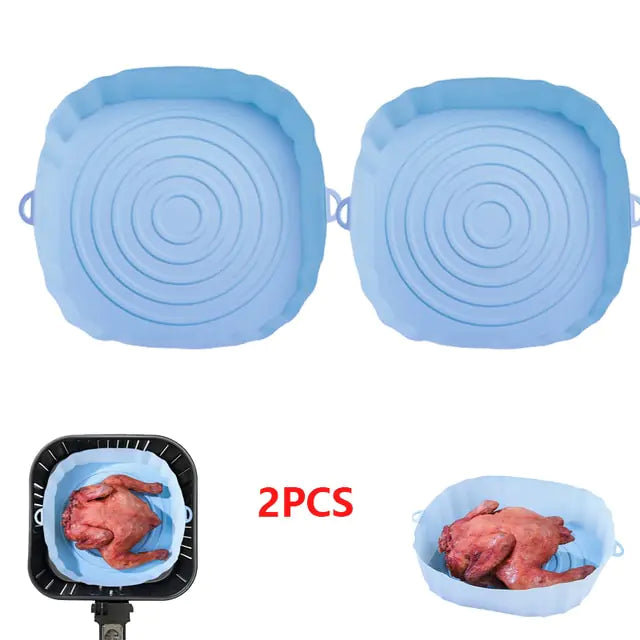 4pcs Silicone Recyclable Air Fryer Basket Liners - Oven Mold Baking Trays