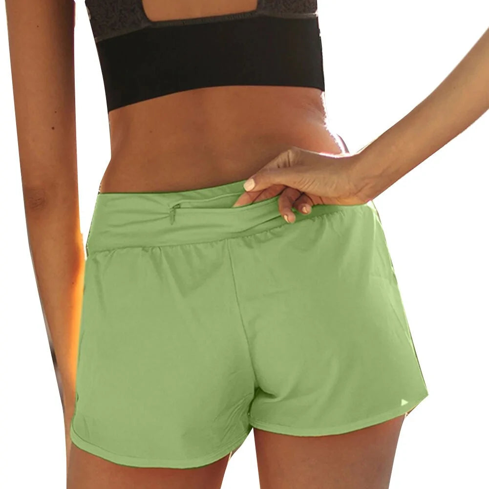 Women's High Waist Double Layer Running Shorts