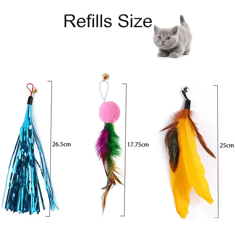 Retractable Cat Feather Toy Wands for Indoor Cats