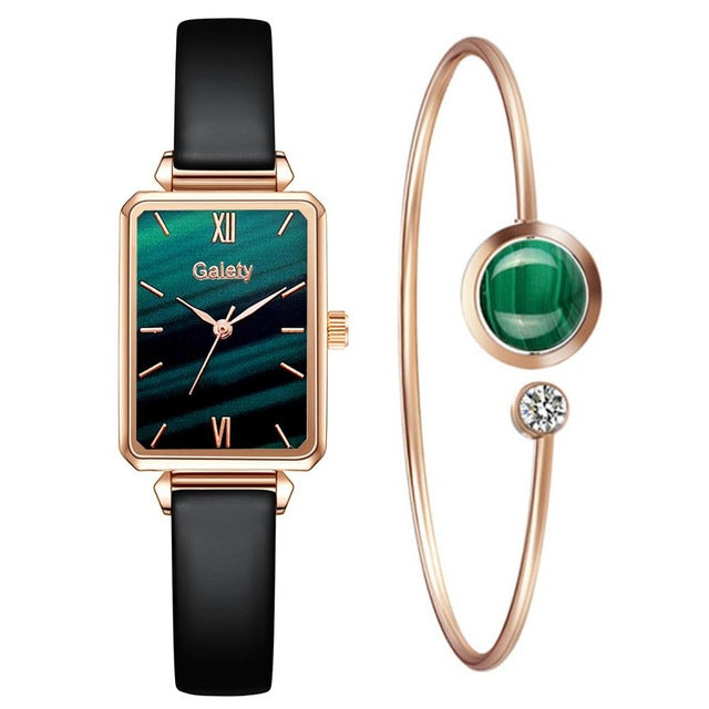 Square Quartz Watch & Optional Complimentary Bangle