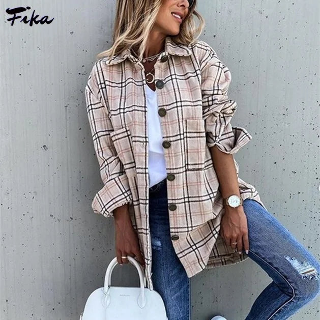 Oversized Women's Plaid Shirt Jacket (various styles)