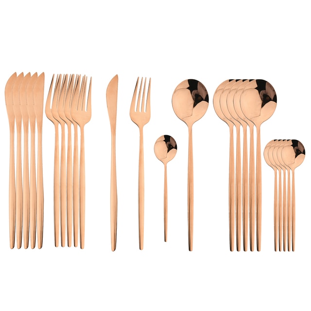 Beautiful 24Pcs Stainless Steel Cutlery Sets (various colors)