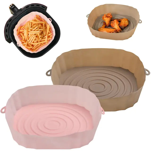 4pcs Silicone Recyclable Air Fryer Basket Liners - Oven Mold Baking Trays