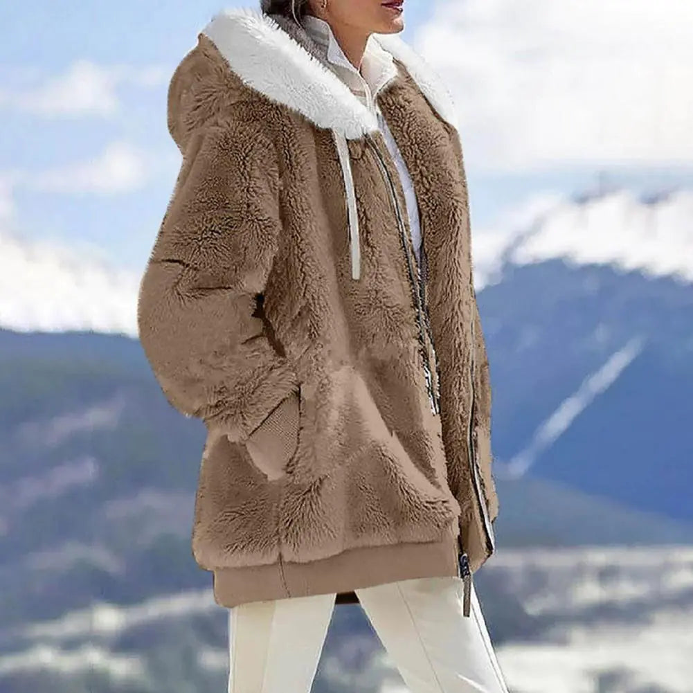 Plush Zipper Coat for Women & Plus Sizes (various colors)