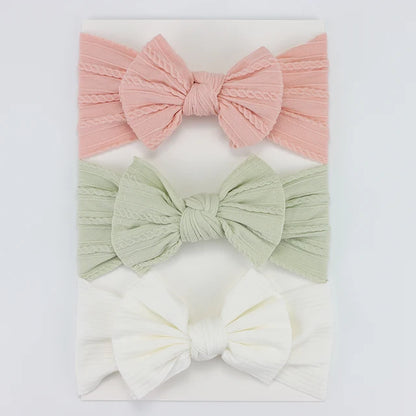 3Pcs/Lot Knit Baby Headband Bow Set (various colors)