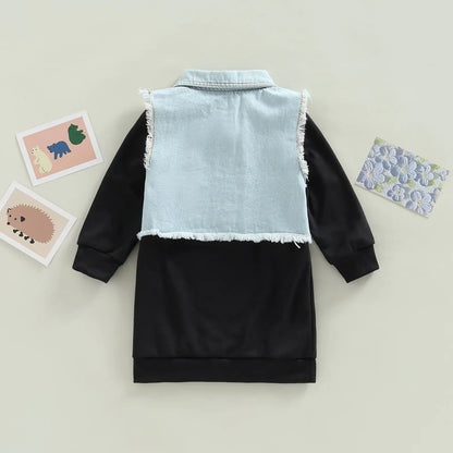 Infant Dress + Waistcoat, Long Sleeve Set